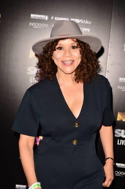 Rosie Perez attends Floyd Mayweather vs Logan Paul pre-fight VIP party at Hardrock stadium North Sildeline Club on June 6, 2021 in Miami Gardens,...