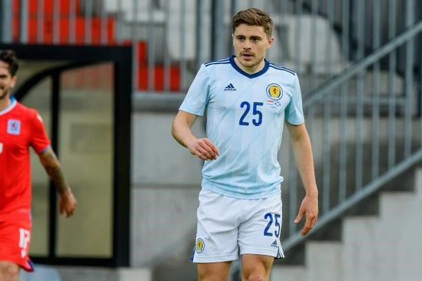 James Forrest of Scotland looks on during the international friendly match between Luxembourg and Scotland at Josy-Barthel-Stadium on June 6, 2021 in...