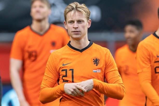 Frenkie de Jong of Netherlands looks on during the international friendly match between Netherlands and Georgia at De Grolsch Veste Stadium on June...