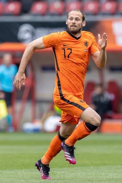 Daley Blind of Netherlands looks on during the international friendly match between Netherlands and Georgia at De Grolsch Veste Stadium on June 6,...