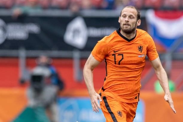 Daley Blind of Netherlands looks on during the international friendly match between Netherlands and Georgia at De Grolsch Veste Stadium on June 6,...