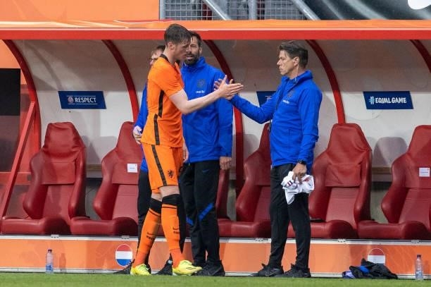 Wout Weghorst of Netherlands substitutes during the international friendly match between Netherlands and Georgia at De Grolsch Veste Stadium on June...