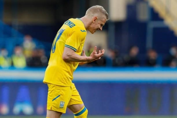 Oleksandr Zinchenko of Ukraine looks dejected during the international friendly match between Ukraine and Cyprus at Metalist Stadium on June 7, 2021...