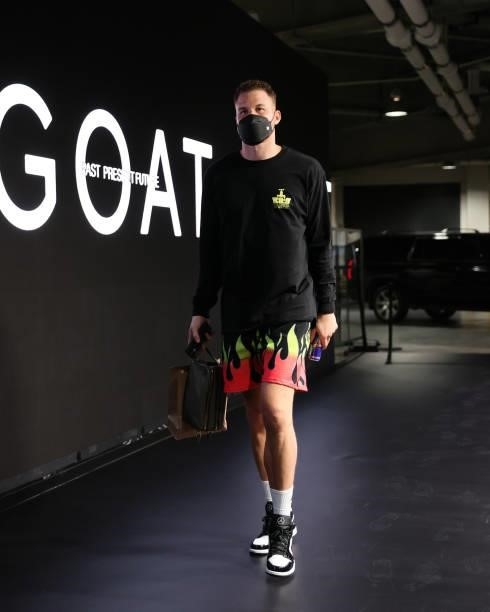 Blake Griffin of the Brooklyn Nets arrives to the arena prior to the game against the Milwaukee Bucks during Round 2, Game 2 of the 2021 NBA Playoffs...