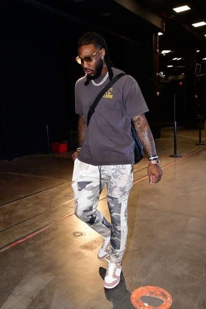 Jae Crowder of the Phoenix Suns arrives to the arena before the game against the Denver Nuggets during Round 2, Game 1 of the 2021 NBA Playoffs on...