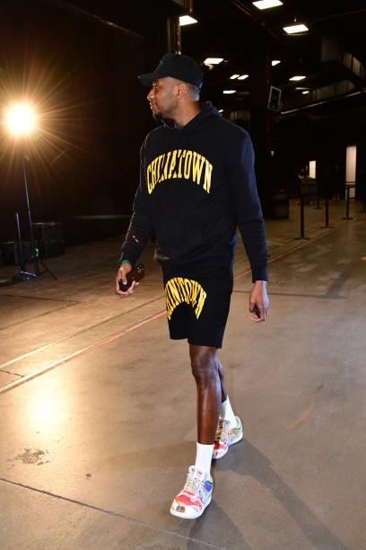 Torrey Craig of the Phoenix Suns arrives to the arena before the game against the Denver Nuggets during Round 2, Game 1 of the 2021 NBA Playoffs on...