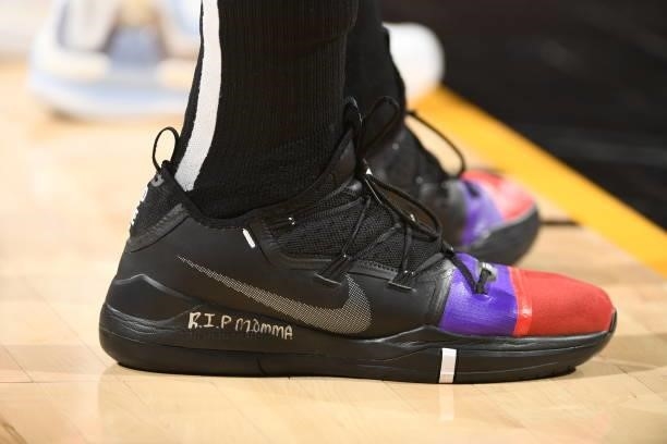 The sneakers of Jae Crowder of the Phoenix Suns during Round 2, Game 1 of the 2021 NBA Playoffs on June 7, 2021 at Phoenix Suns Arena in Phoenix,...