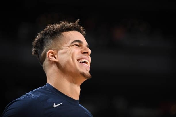 Michael Porter Jr. #1 of the Denver Nuggets smiles before the game against the Phoenix Suns during Round 2, Game 1 of the 2021 NBA Playoffs on June...