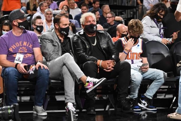 Chef Guy Fieri attends the game between the Denver Nuggets and the Phoenix Suns during Round 2, Game 1 of the 2021 NBA Playoffs on June 7, 2021 at...