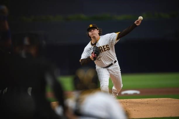Ryan Weathers of the San Diego Padres pitches in the first inning against the Chicago Cubs at Petco Park on June 7, 2021 in San Diego, California.