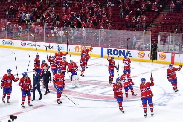 June 7: Montreal Canadiens players thanks the fans after defeating the Winnipeg Jets in Game Four of the Second Round of the 2021 Stanley Cup...
