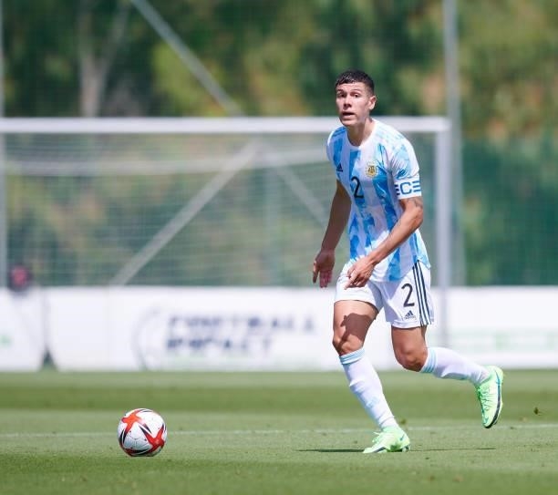 Patricio Nehuen Perez of Argentina Under-23 controls the ball during the international friendly match between Denmark U21 and Argentina U23 at...