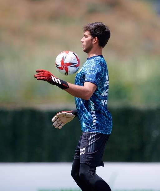Joaquin Blazquez of Argentina Under-23 controls the ball prior to the international friendly match between Denmark U21 and Argentina U23 at Marbella...
