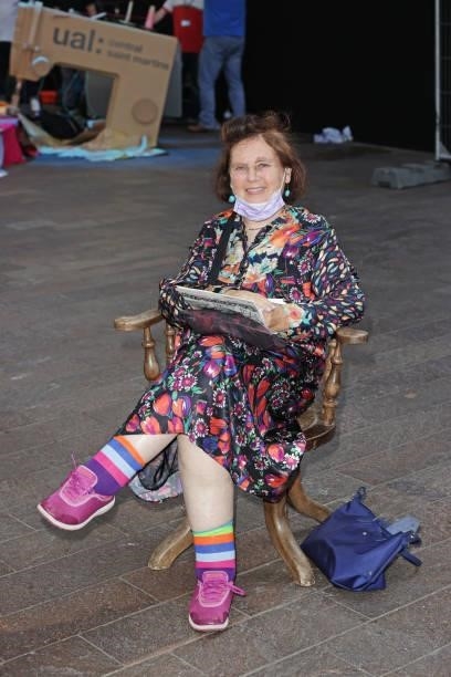 Suzy Menkes attends the Central Saint Martins BA Fashion Show 2021 in Granary Square on June 8, 2021 in London, England.