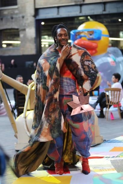 Seli Arku Korsi, winner of the L'Oreal Professionnel Young Talent Award 2021, attends the Central Saint Martins BA Fashion Show 2021 in Granary...