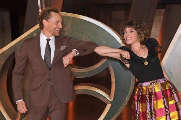 Tom Hiddleston and Sophia Di Martino attend a special preview screening of Marvel Studios "Loki