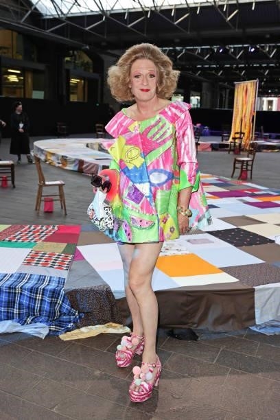 Grayson Perry attends the Central Saint Martins BA Fashion Show 2021 in Granary Square on June 8, 2021 in London, England.