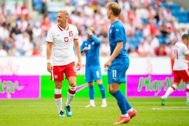 Kamil Glik of Poland looks on during the international friendly match between Poland and Iceland at Stadion Miejski on June 8, 2021 in Poznan, Poland.
