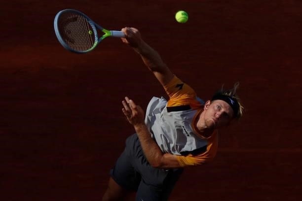 Spain's Alejandro Davidovich Fokina plays against Germany's Alexander Zverev plays during their men's singles quarter-final tennis match at the Court...