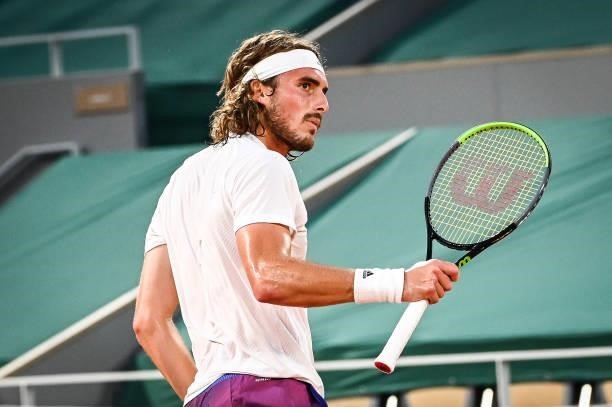 Stefanos TSITSIPAS of Greece celebrates his point during the sixth round of Roland Garros at Roland Garros on June 8, 2021 in Paris, France.