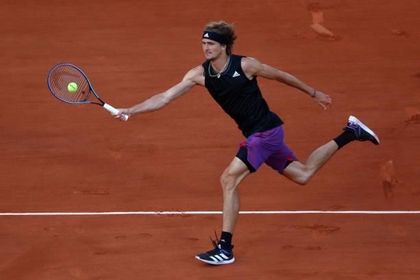 Germany's Alexander Zverev plays against to Spain's Alejandro Davidovich Fokina during their men's singles quarter-final tennis match at the Court...