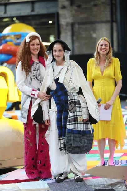 Finalist Ellen Poppy Hill and Catherine McMahon, Director International Artistic Relations, L'Oreal Professionnel, attend the Central Saint Martins...