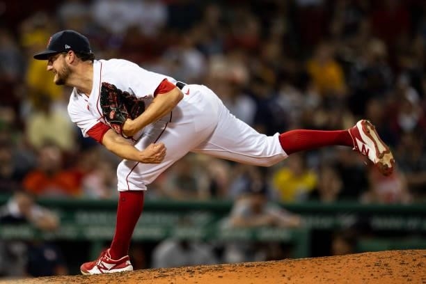 Matt Andriese of the Boston Red Sox delivers during the fourth inning of a game against the Houston Astros on June 8, 2021 at Fenway Park in Boston,...