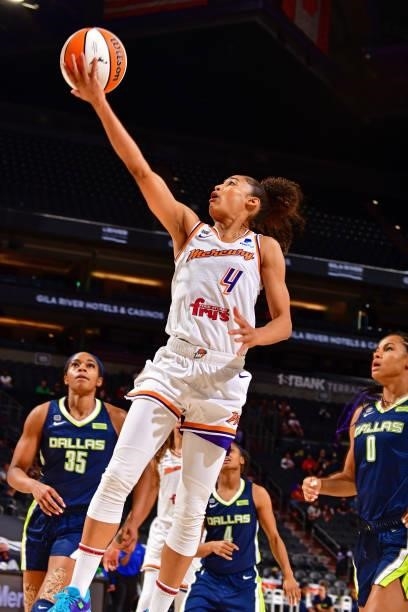 Skylar Diggins-Smith of the Phoenix Mercury shoots the ball against the Dallas Wings on June 8, 2021 at Phoenix Suns Arena in Phoenix, Arizona. NOTE...