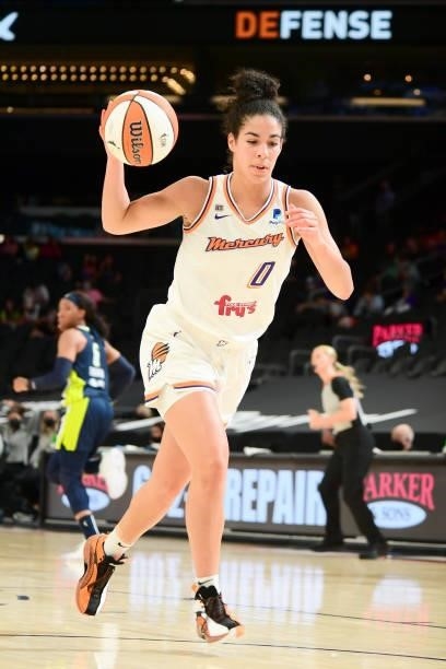 Kia Nurse of the Phoenix Mercury handles the ball against the Dallas Wings on June 8, 2021 at Phoenix Suns Arena in Phoenix, Arizona. NOTE TO USER:...