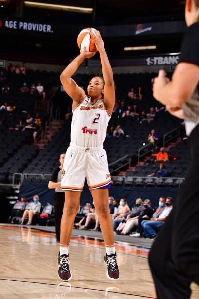 Megan Walker of the Phoenix Mercury shoots the ball on June 8, 2021 at Phoenix Suns Arena in Phoenix, Arizona. NOTE TO USER: User expressly...