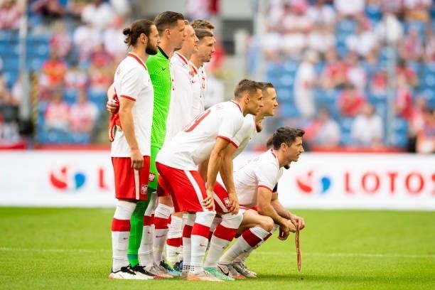 Poland team photo prior to the international friendly match between Poland and Iceland at Stadion Miejski on June 8, 2021 in Poznan, Poland.