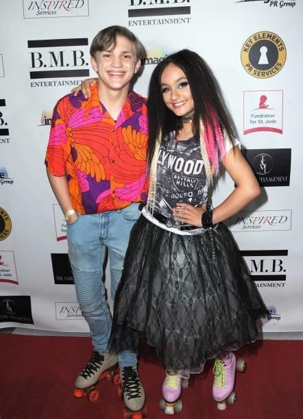 Mason McNulty and Izzie Flore attend Skate Into Summer To Benefit The St. Jude Children's Research Hospital held at Moonlight Rollerway on June 8,...