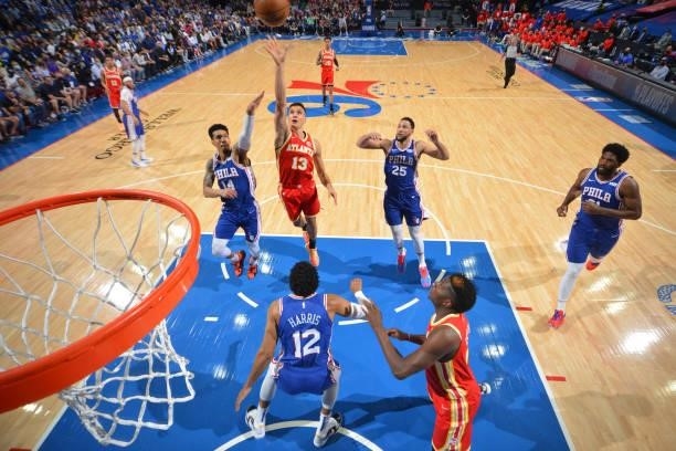 Bogdan Bogdanovic of the Atlanta Hawks shoots the ball against the Philadelphia 76ers during Round 2, Game 2 of the Eastern Conference Playoffs on...