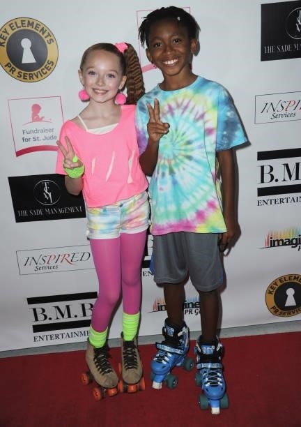 Charlie Townsend and Jasper White attend Skate Into Summer To Benefit The St. Jude Children's Research Hospital held at Moonlight Rollerway on June...