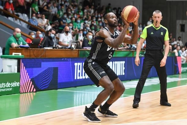 Charles KAHUDI of Lyon ASVEL during the Jeep Elite match between Nanterre 92 and ASVEL at Palais des Sports Maurice Thorez on June 9, 2021 in...