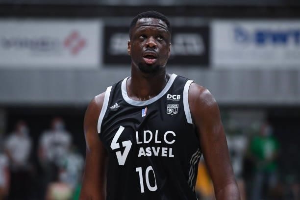 Moustapha FALL of Lyon ASVEL during the Jeep Elite match between Nanterre 92 and ASVEL at Palais des Sports Maurice Thorez on June 9, 2021 in...