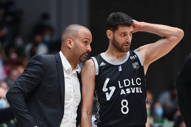 Head coach of Lyon ASVEL and Antoine DIOT of Lyon ASVEL during the Jeep Elite match between Nanterre 92 and ASVEL at Palais des Sports Maurice Thorez...