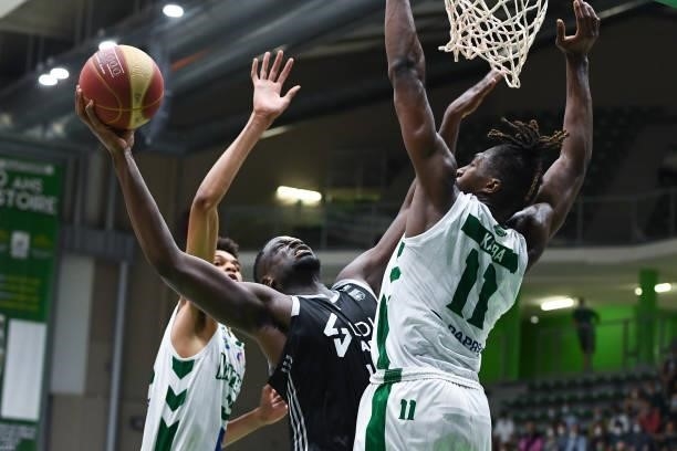Moustapha FALL of Lyon ASVEL and Alpha KABA of Nanterre 92 during the Jeep Elite match between Nanterre 92 and ASVEL at Palais des Sports Maurice...