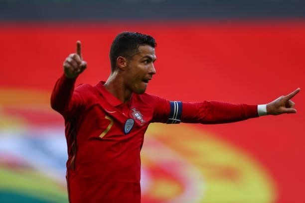 Cristiano Ronaldo of Portugal and Juventus celebrates scoring Portugal second goal during the international friendly match between Portugal and...