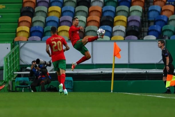 Cristiano Ronaldo of Portugal and Juventus during the international friendly match between Portugal and Israel at Estadio Jose Alvalade on June 9,...
