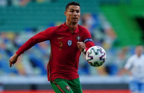 Cristiano Ronaldo of Portugal and Juventus in action during the International Friendly match between Portugal and Israel at Estadio Jose Alvalade on...