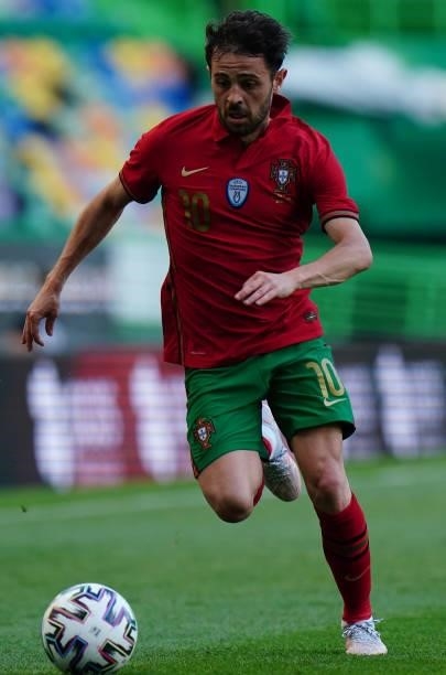 Bernardo Silva of Portugal and Manchester City in action during the International Friendly match between Portugal and Israel at Estadio Jose Alvalade...