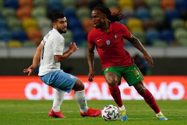 Renato Sanches of Portugal and LOSC Lille with Mohammed Abu Fani of Israel and Maccabi Haifa FC in action during the International Friendly match...