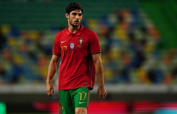 Goncalo Guedes of Portugal and Valencia CF during the International Friendly match between Portugal and Israel at Estadio Jose Alvalade on June 9,...