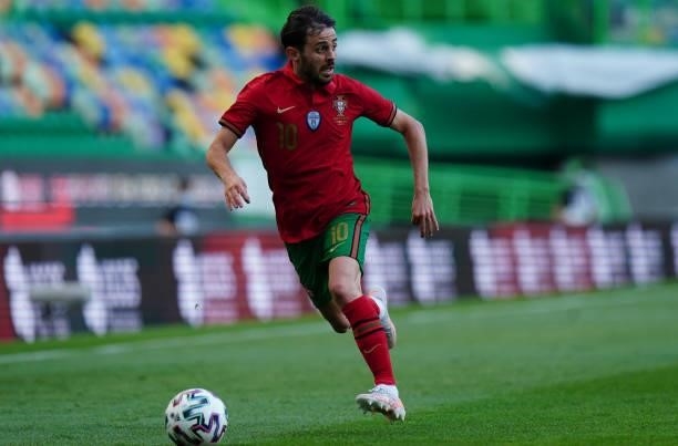 Bernardo Silva of Portugal and Manchester City in action during the International Friendly match between Portugal and Israel at Estadio Jose Alvalade...