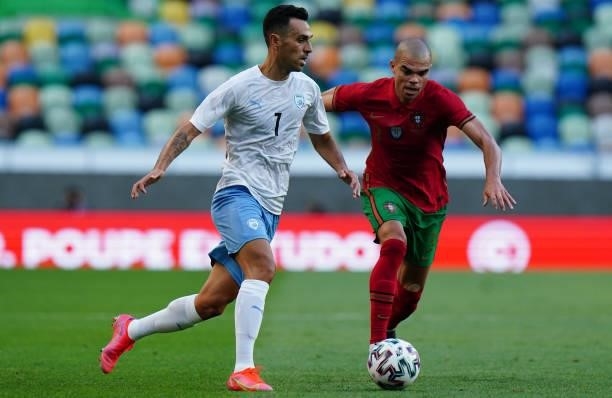 Eran Zahavi of Israel and PSV Eindhoven with Pepe of Portugal and FC Porto in action during the International Friendly match between Portugal and...