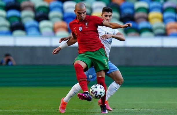 Pepe of Portugal and FC Porto with Manor Solomon of Israel and FC Shakhtar Donetsk in action during the International Friendly match between Portugal...