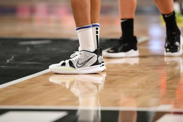 The sneakers worn by Tianna Hawkins of the Atlanta Dream during the game against the Seattle Storm on June 9, 2021 at Gateway Center Arena in College...