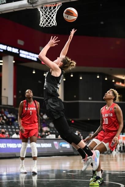 Katie Lou Samuelson of the Seattle Storm shoots the ball during the game against the Atlanta Dream on June 9, 2021 at Gateway Center Arena in College...