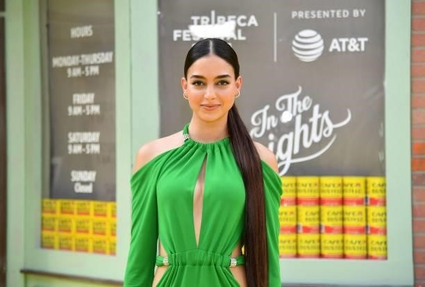 Mexican actress Melissa Barrera attends the opening night premiere of 'In The Heights' during the Tribeca Festival at the United Palace Theatre on...
